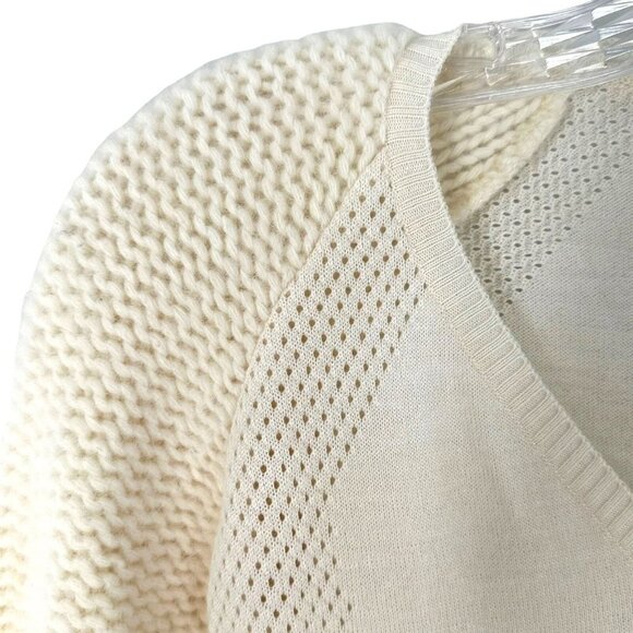 Moschino Ivory Wool & Angora V-Neck Sweater Size 8 - Picture 3 of 5